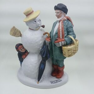 Norman Rockwell Granpa Snowman 1980 Porcelain Figurine The Saturday Mint Japan